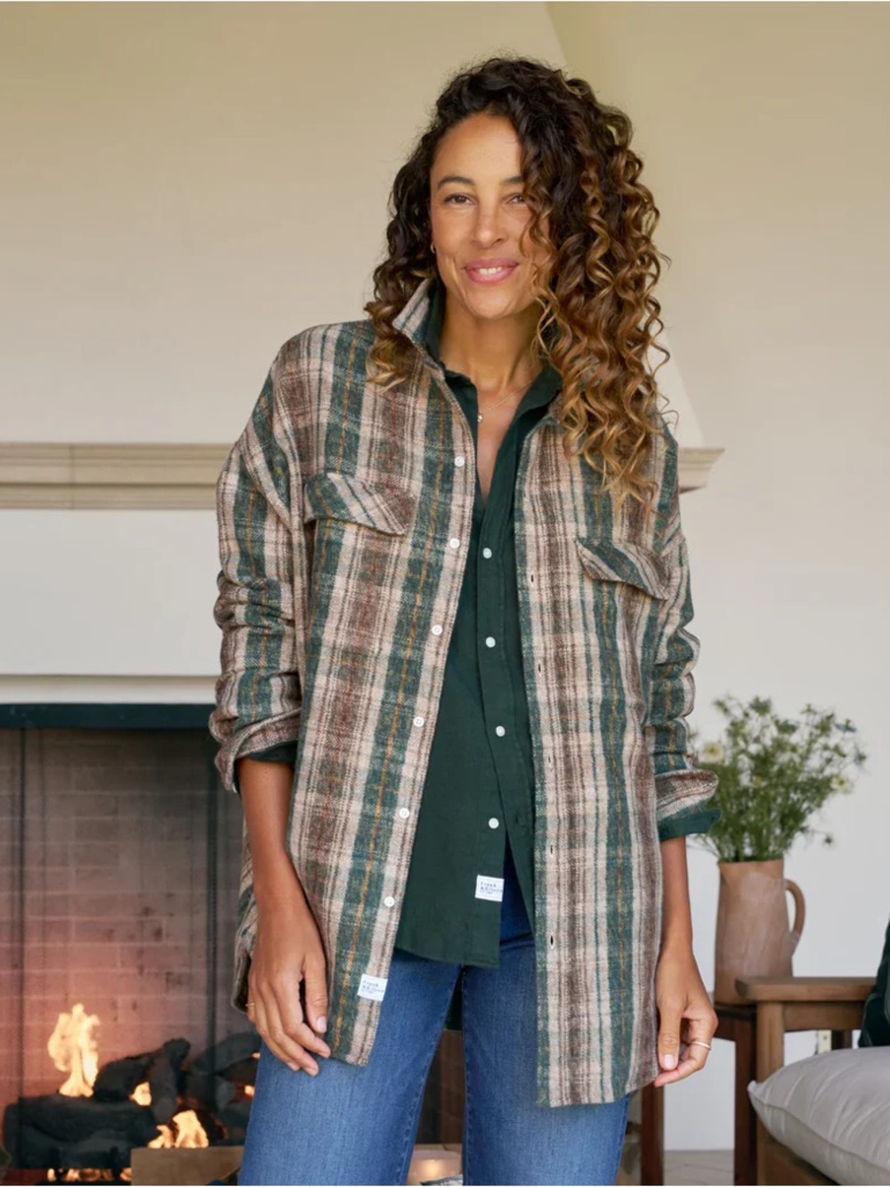 NEW Frank & Eileen McLoghlin Button Down Plaid Utility Shirt Size Medium